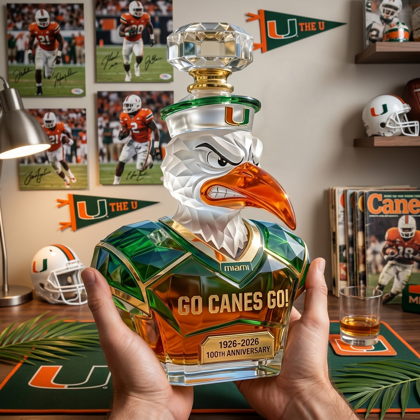 GO CANES GO! 1926-2026 100th Anniversary Whiskey Bottle