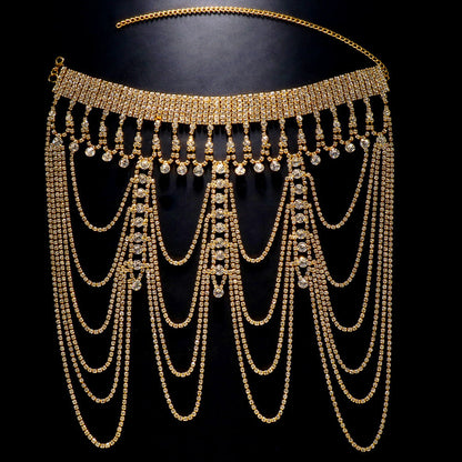 Rhinestone Tassel Shoulder Chain – Glam Dress Accessory