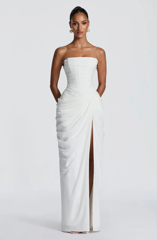 White Corset Slit Maxi